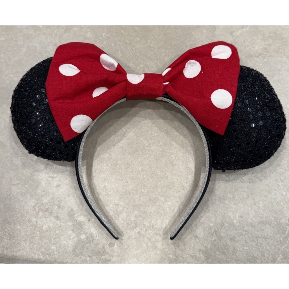 Disney Minnie Mouse Ears Red Polka Dot Bow Disney Costume Cosplay Park Adult